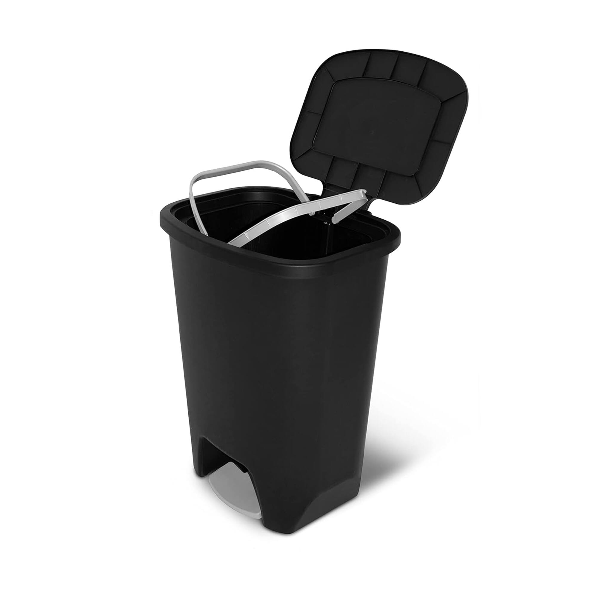 Alt View 8. Glad - Glad Kitchen Trash Can with Lid, Foot Pedal and Garbage Bag Rings, 20 Gal, Black - BLACK.