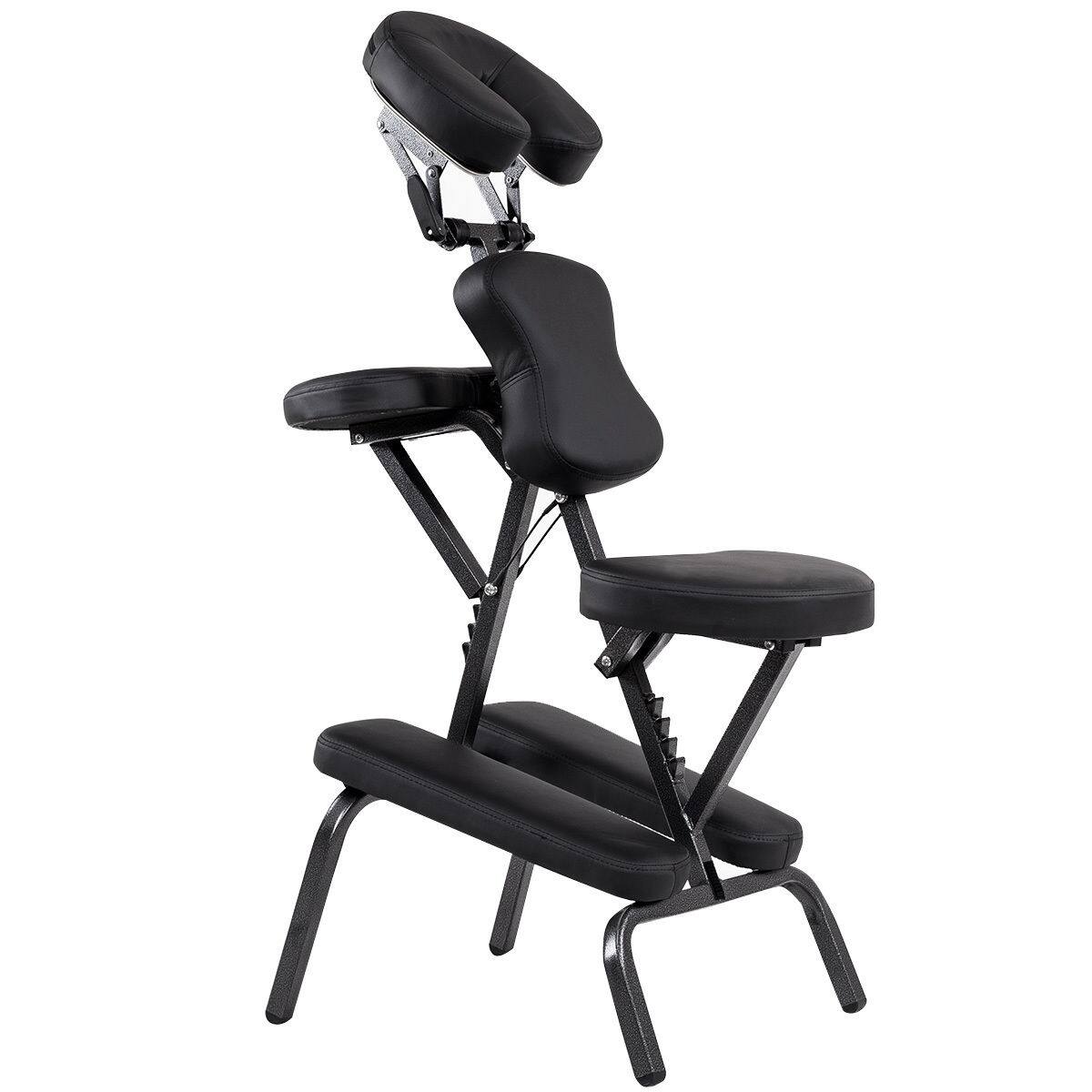 Alt View 1. Gymax - Gymax Portable Pad Travel Massage Tattoo Spa Chair PU Leather - black.