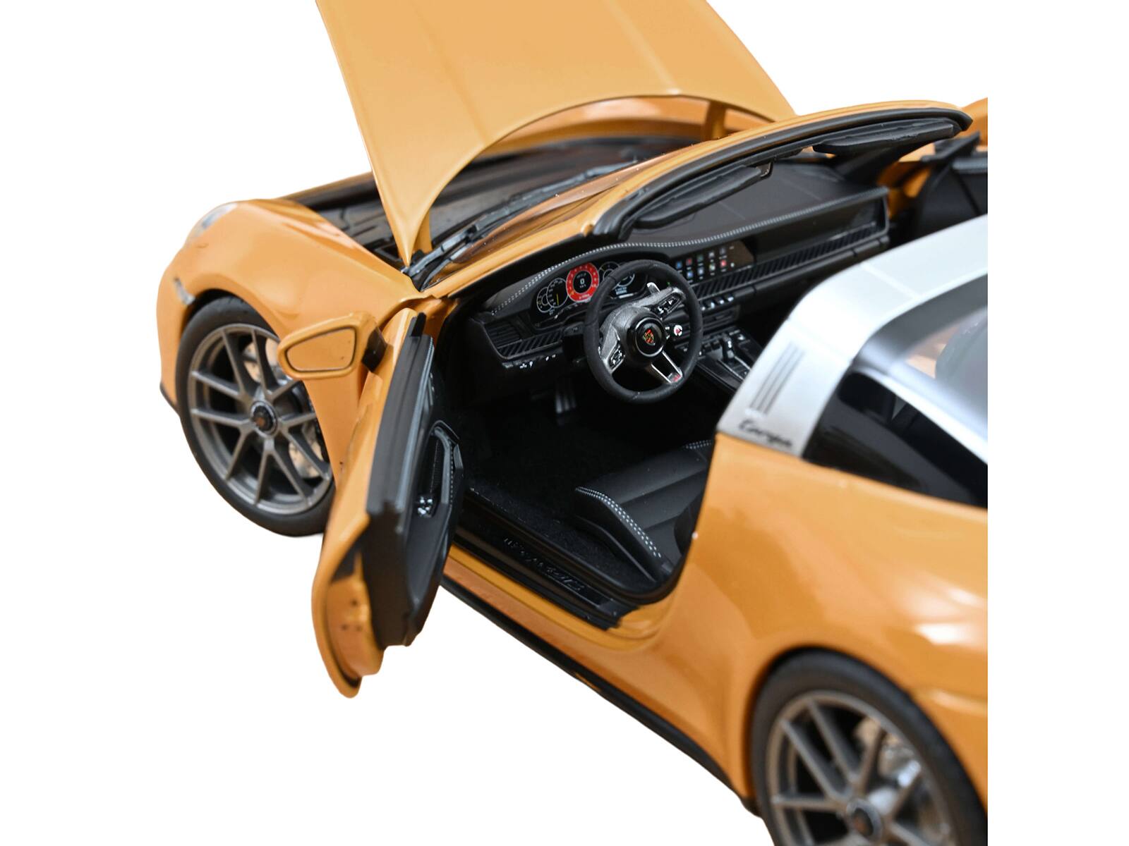 Alt View 4. Norev - 2024 Porsche 911 Targa Bahama Yellow with Black Stripes 1/18 Diecast Model Car by Norev.