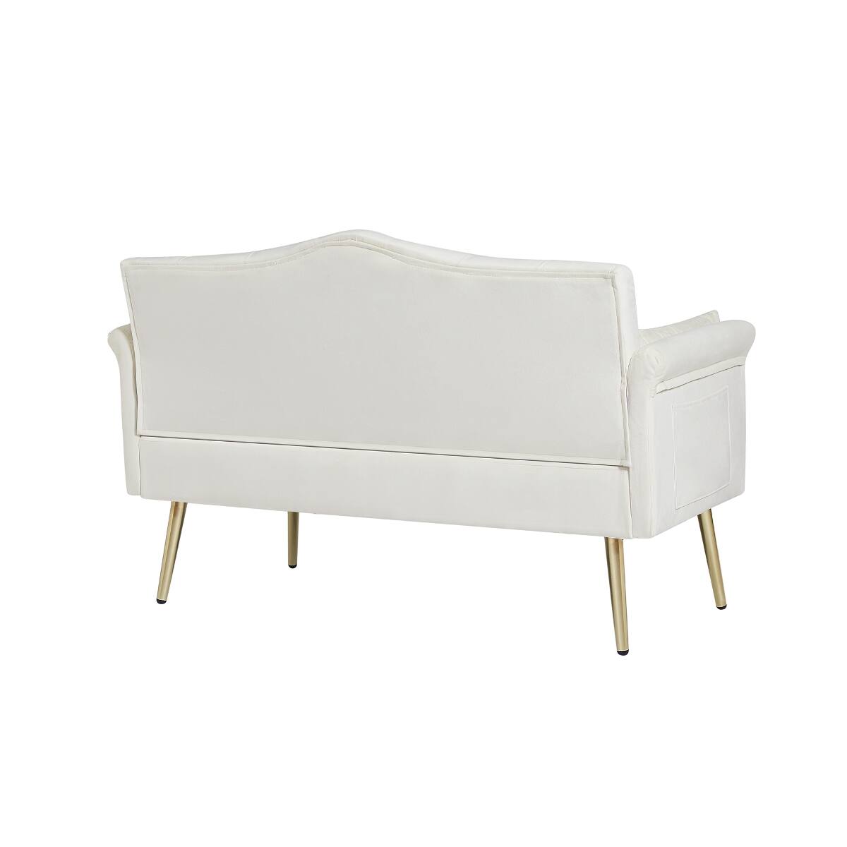 Alt View 4. Ropilly - Ropilly Cream White 2 Seater Sofa, Contemporary Tufted Velvet Sofa with Metal Legs - Cream White.