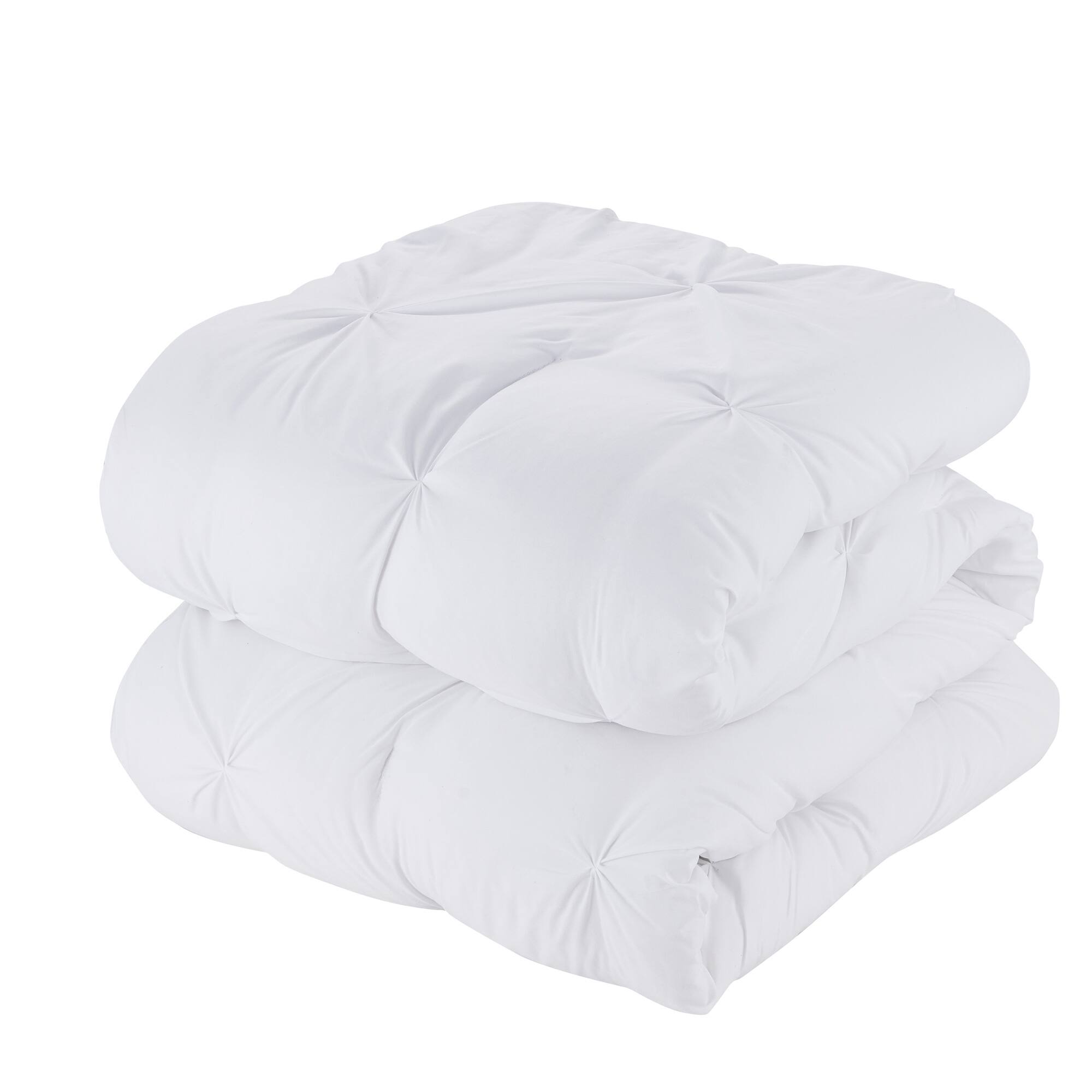 Angle. Sweet Home Collection - 3 Piece Pinch Pleat Decorative Pintuck Comforter and Shams Set, All Season Bedding Set-Full/Queen - White.