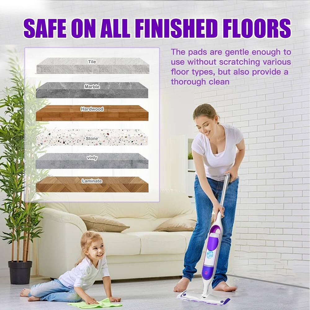 SAFE ON ALL FINISHED FLOORS

The pads are gentle enough to use without scratching various floor types, but also provide a thorough clean

- Tile
- Marble
- Hardwood
- Stone
- Vinyl
- Laminate