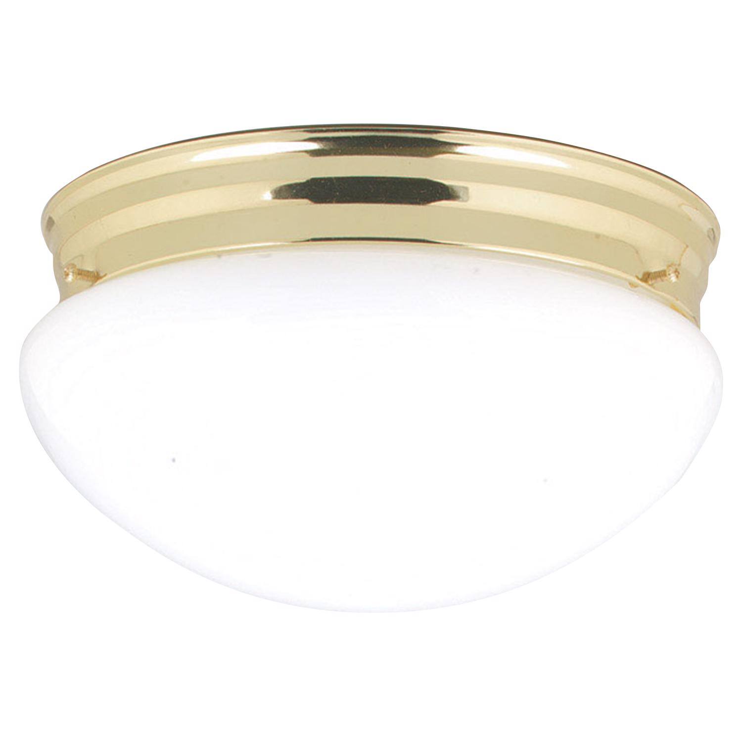 Westinghouse - 4-3/4 in. H X 8-7/8 in. W X 8-7/8 in. L Polished Brass White Ceiling Light