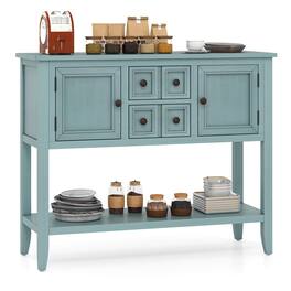 Costway - Buffet Sideboard Cabinet Entryway Console Table with 2 Doors and 2 Drawers - Blue