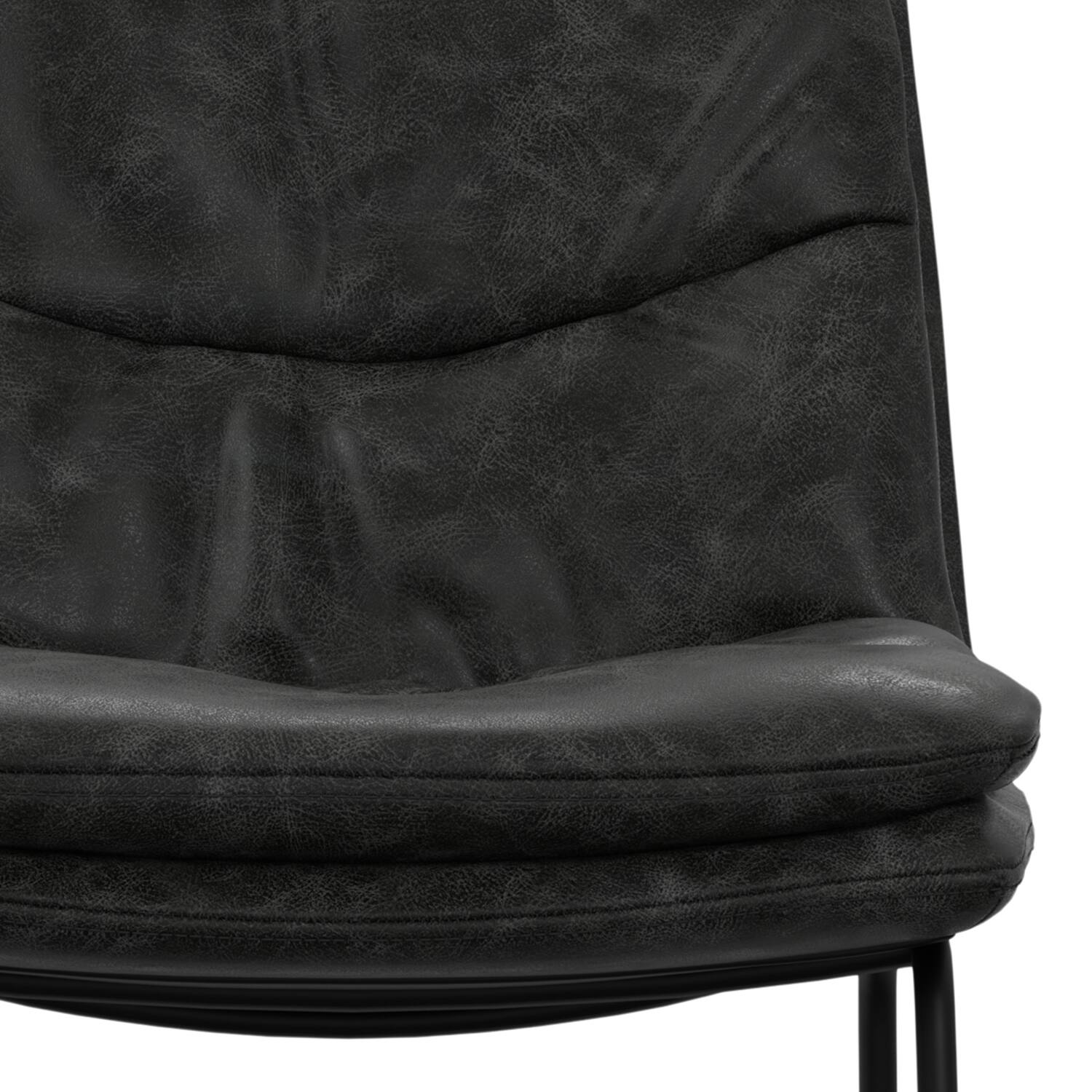 Alt View 6. Simpli Home - Danika Mid Century Modern Bar Stool (Set of 2) in Distressed Charcoal Grey Vegan Faux Leather - Distressed Charcoal Grey.