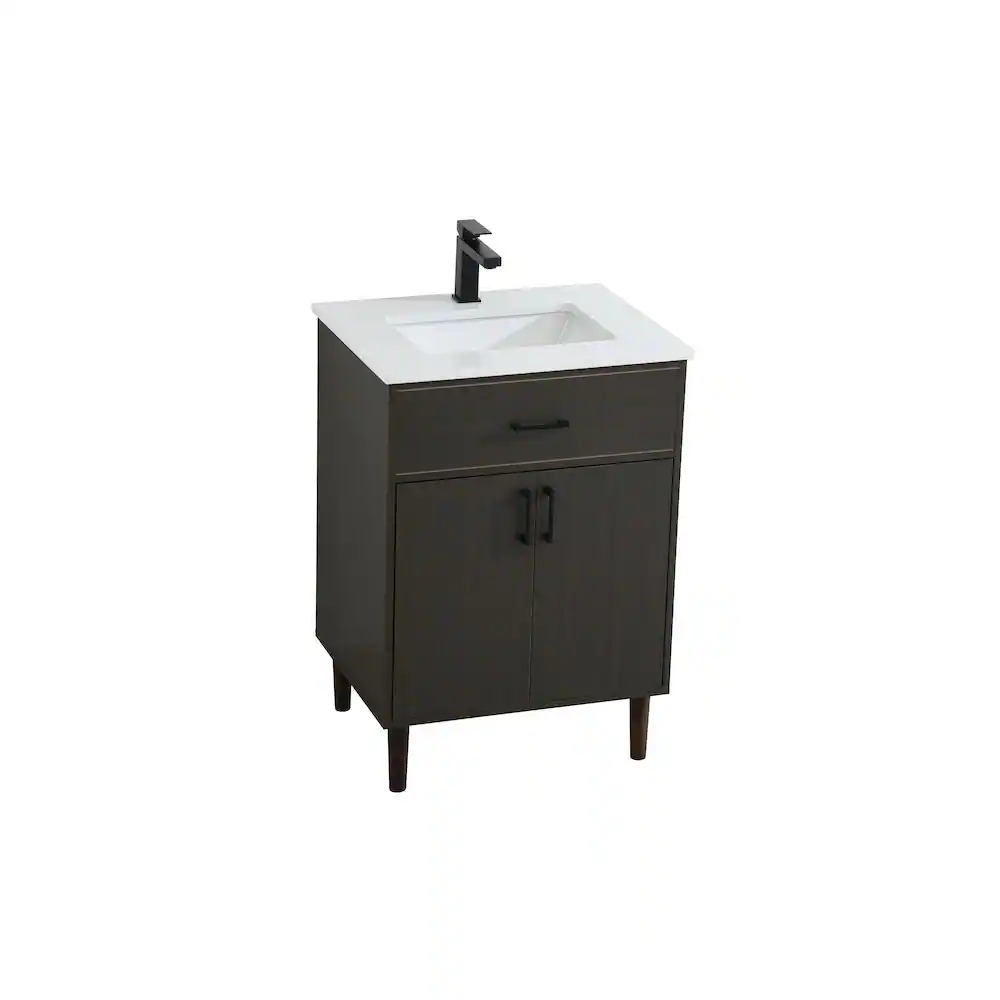 Alt View 2. Elegant Kitchen and Bath - Chandler 24 Inch Single Bathroom Vanity In Mocha Brown - Mocha Brown.