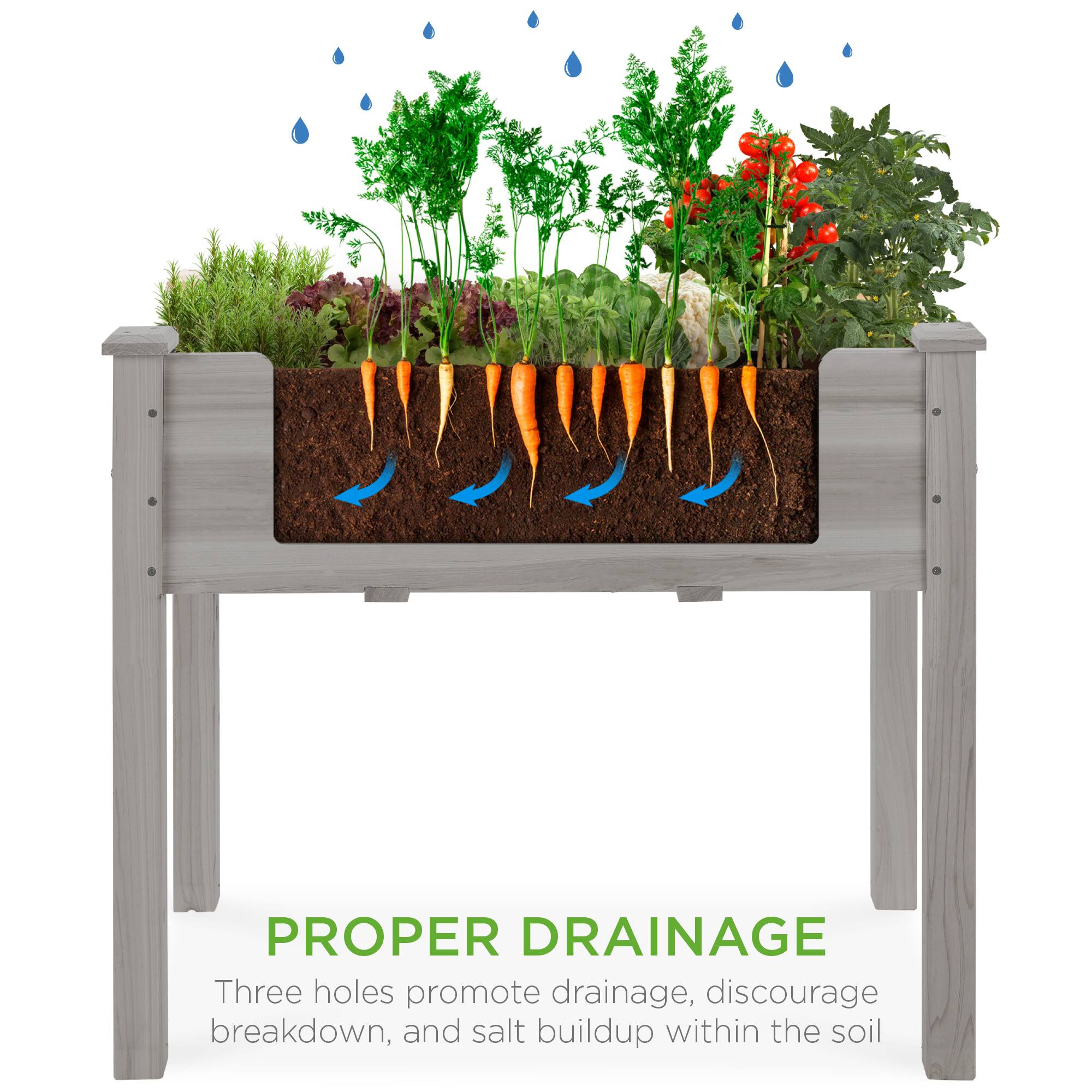 PROPER DRAINAGE

Three holes promote drainage, discourage breakdown, and salt buildup within the soil