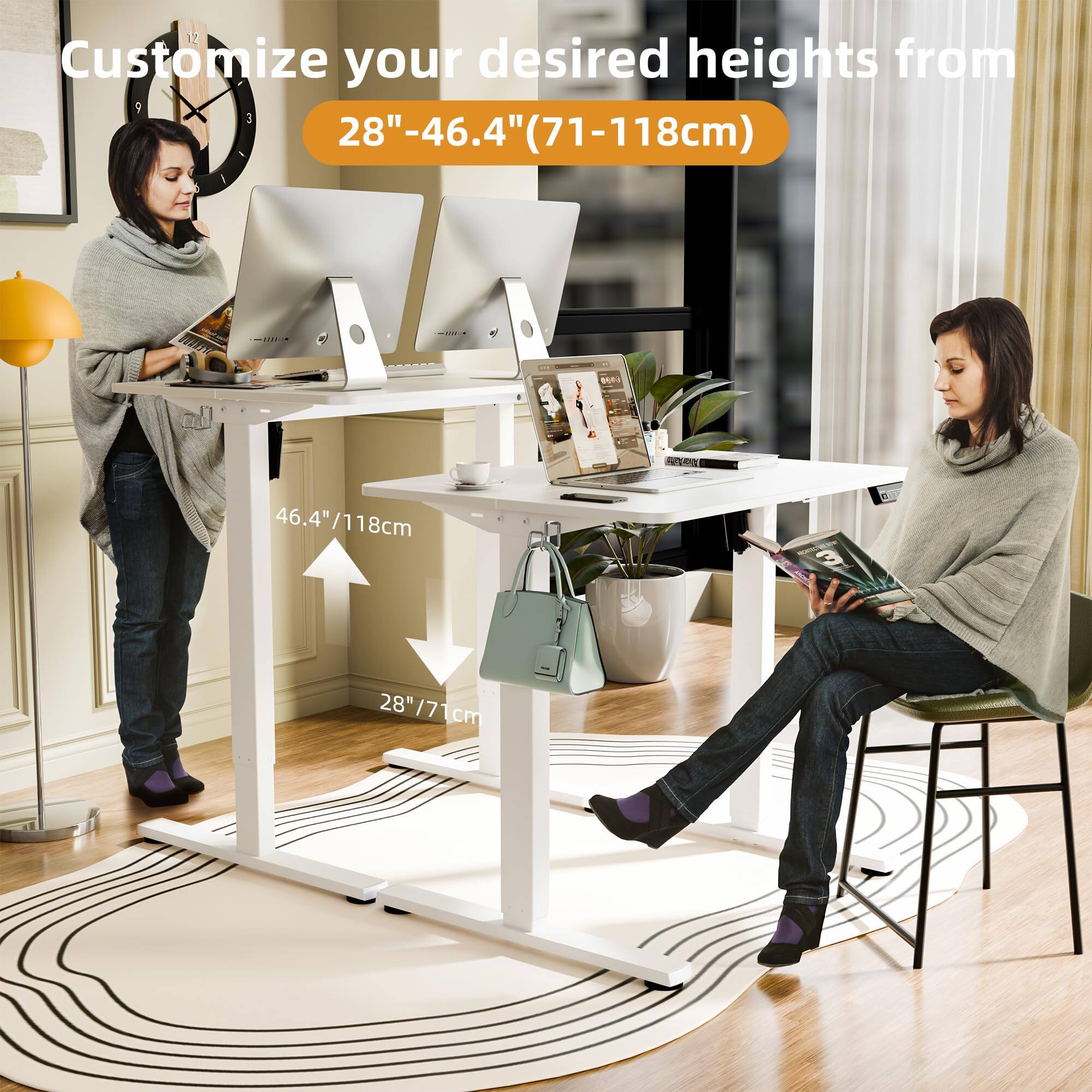Customize your desired heights from 28"–46.4" (71–118cm)