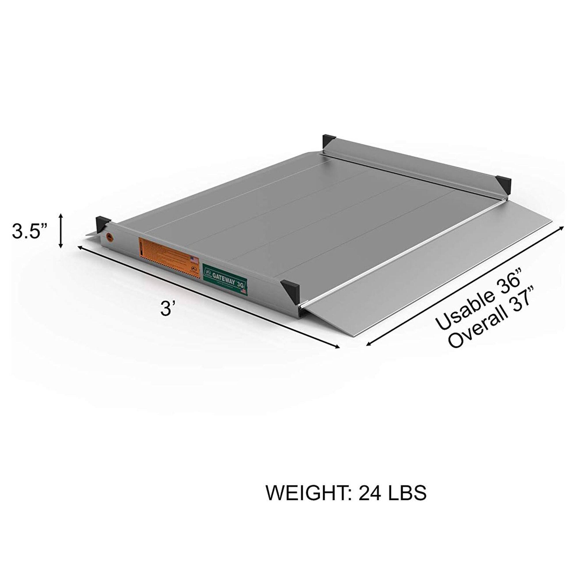 3.5"  
3'  
GATEWAY 30  
Usable 36"  
Overall 37"  
WEIGHT: 24 LBS