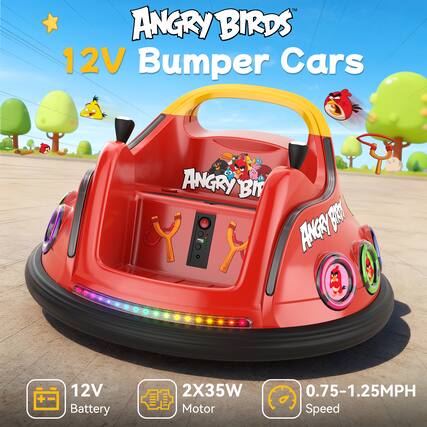 TM ANGRY BIRDS 12V Bumper Cars
ANGRY BIRDS
12V Battery
2X35W Motor
0.75-1.25MPH Speed