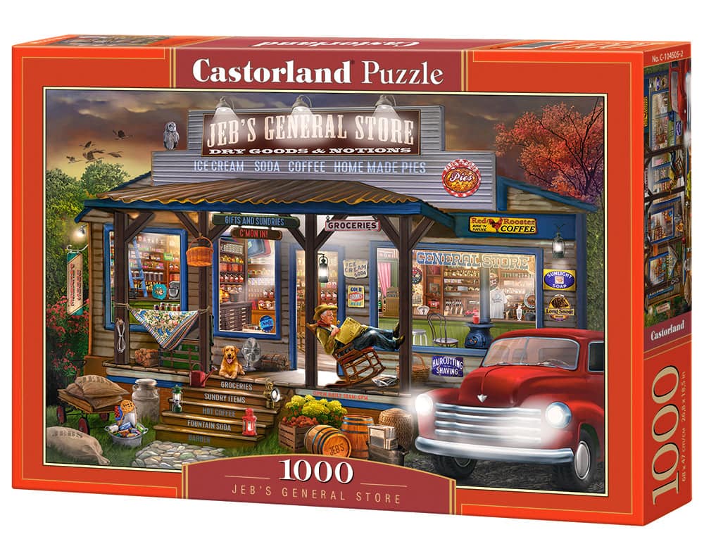 Castorland - 1000 Piece Jigsaw Puzzles, Jeb's General Store, Porch scene puzzle, painting puzzles, Adult ,C-104505-2 - Red