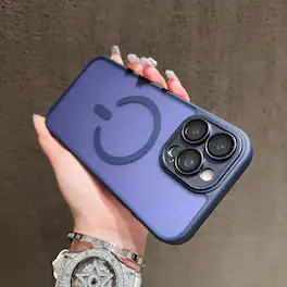 UUCOVER - For Apple iPhone 16 Pro Max Magnetic Case with Built-in Camera Lens Protector Cover, Compatible with MagSafe Matte Cover - Darkblue