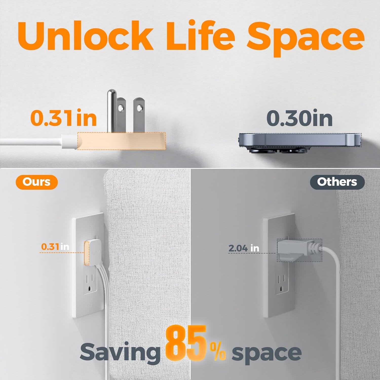 Unlock Life Space

0.31 in

Ours

0.30 in

Others

0.31 in

2.04 in

Saving 85% space