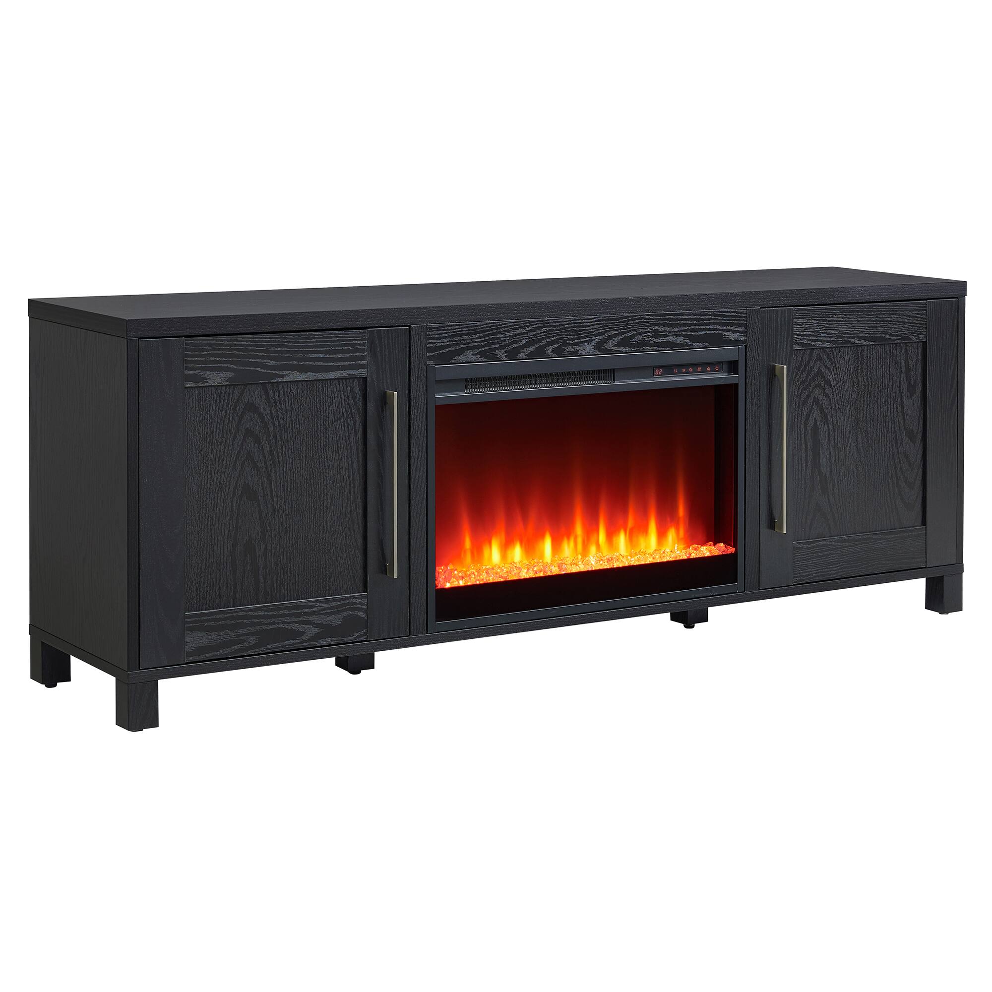 Angle. Camden&Wells - Chabot Crystal Fireplace TV Stand for Most TVs up to 75" - Black Grain.
