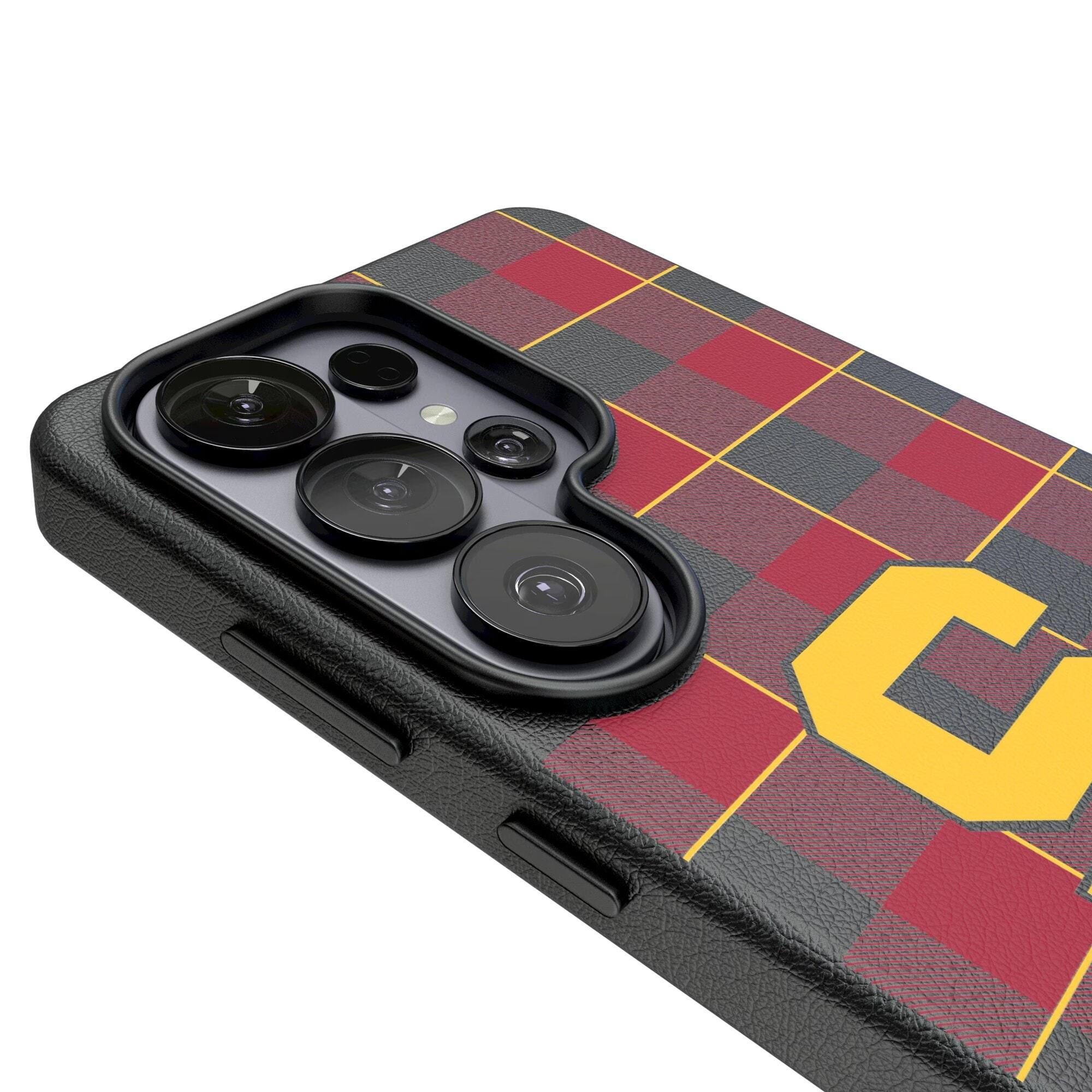 Alt View 2. Keyscaper - USC Trojans Plaid Galaxy Magnetic Bump Case - S25 Ultra - Black.