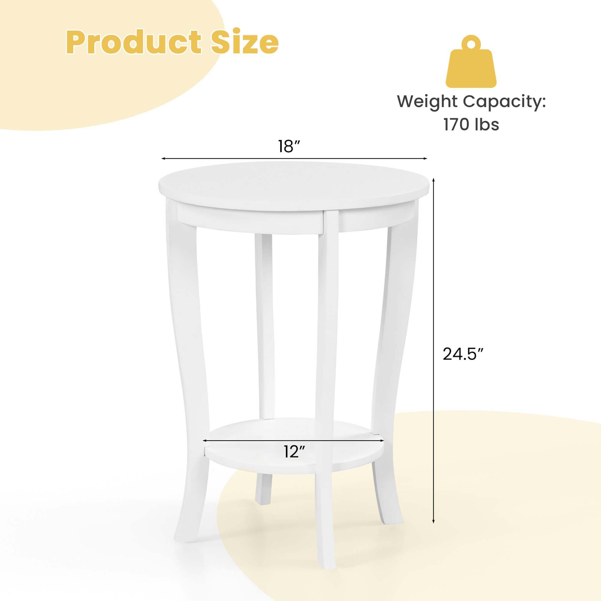 Product Size: 18" Weight Capacity: 170 lbs 24.5" 12"