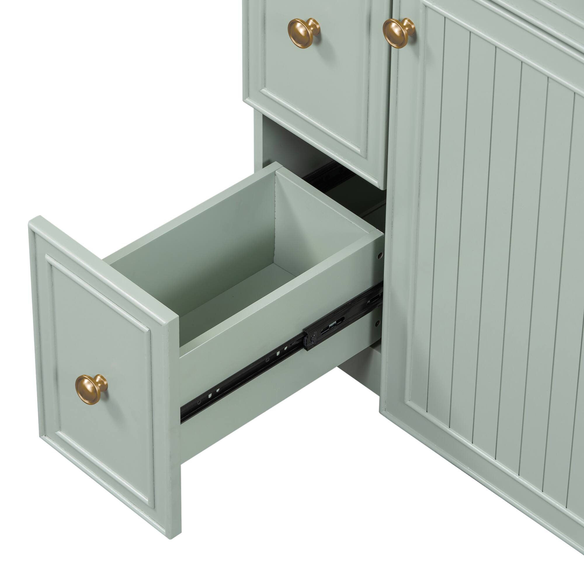 Alt View 7. ELEMENT ACE - Compact 24-Inch Bathroom Vanity Cabinet with Ceramic Sink and Ample Storage Space - Green.