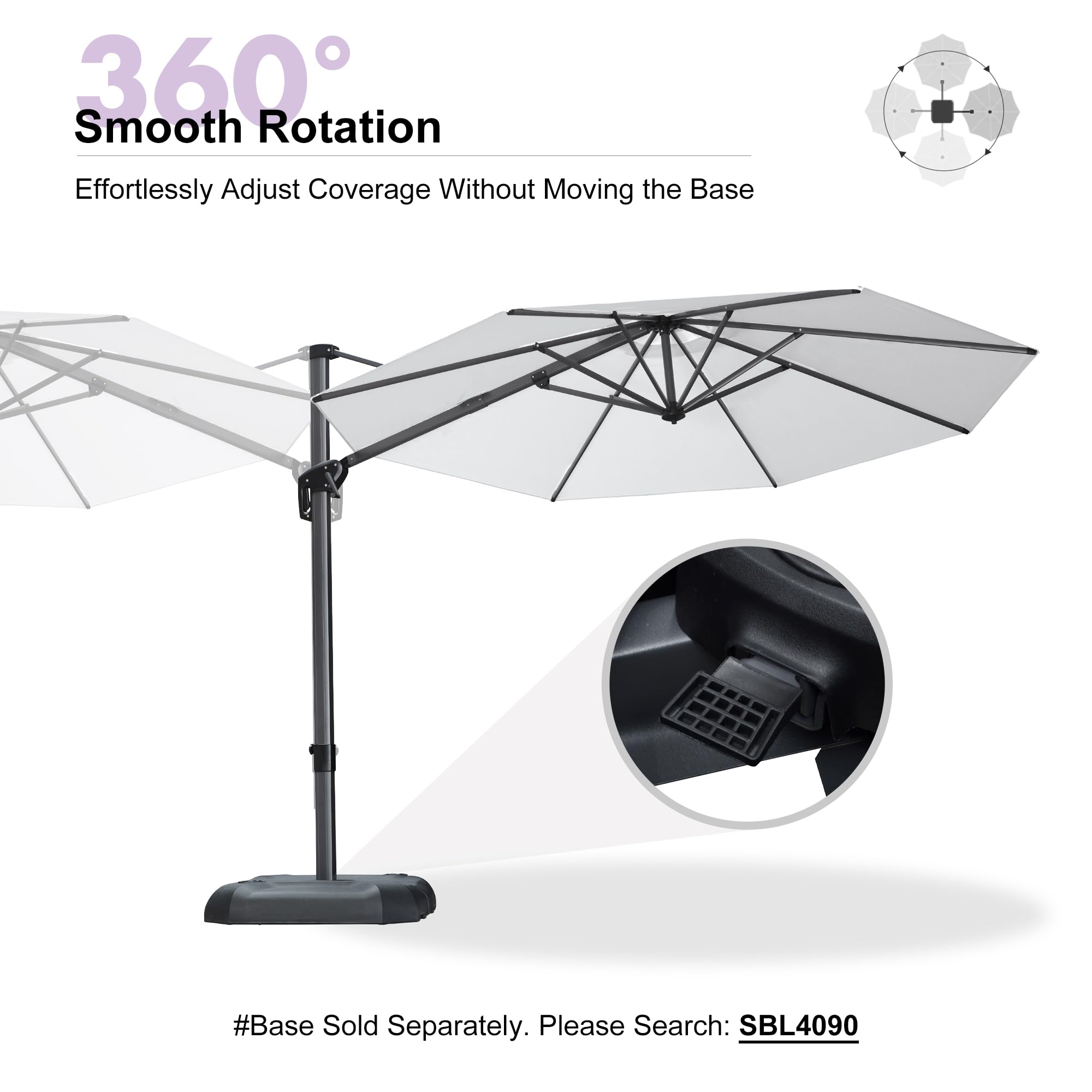 360° Smooth Rotation  
Effortlessly Adjust Coverage Without Moving the Base  

#Base Sold Separately. Please Search: SBL4090
