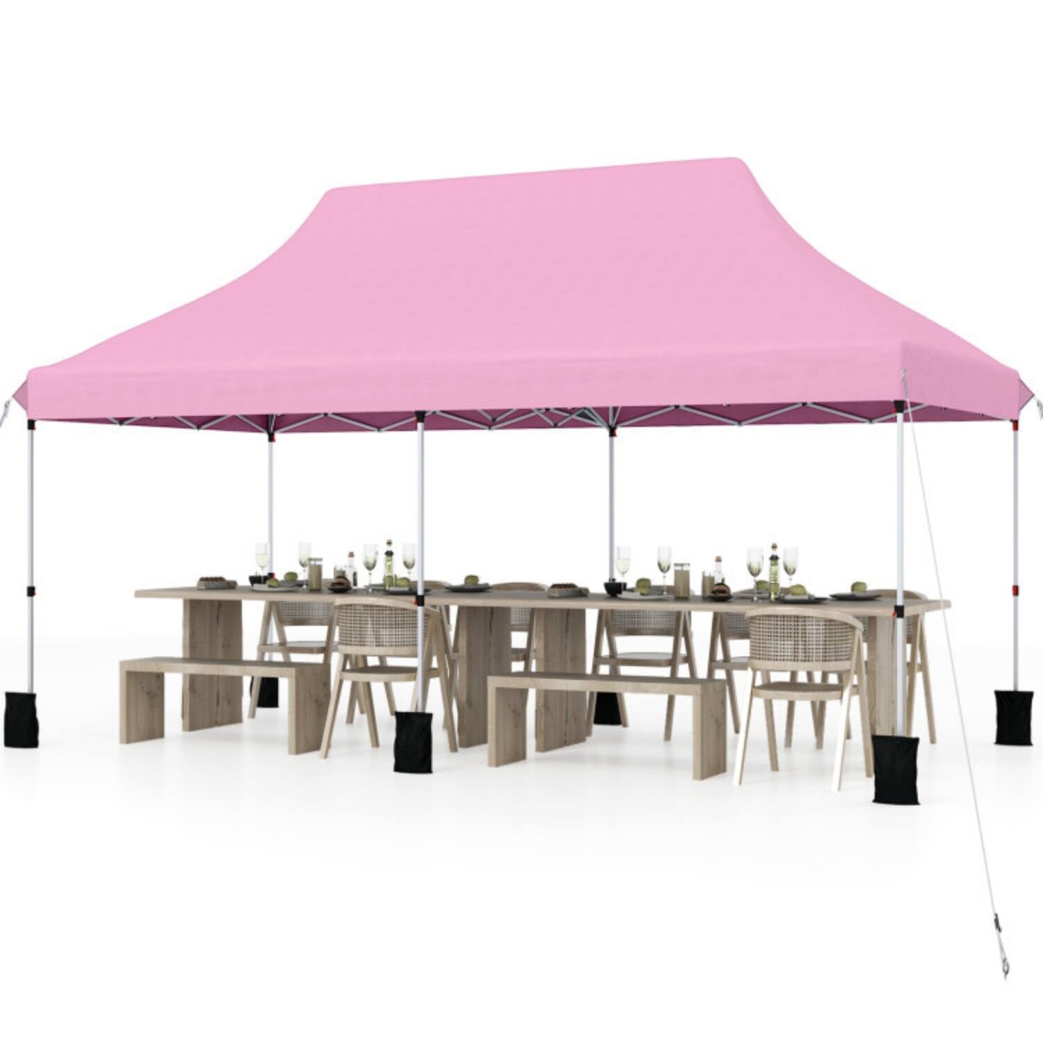Alt View 4. Mondawe - 10 x 20 FT Pop-Up Canopy Tent with Carry Bag and 3-Level Height Adjustment - Pink.