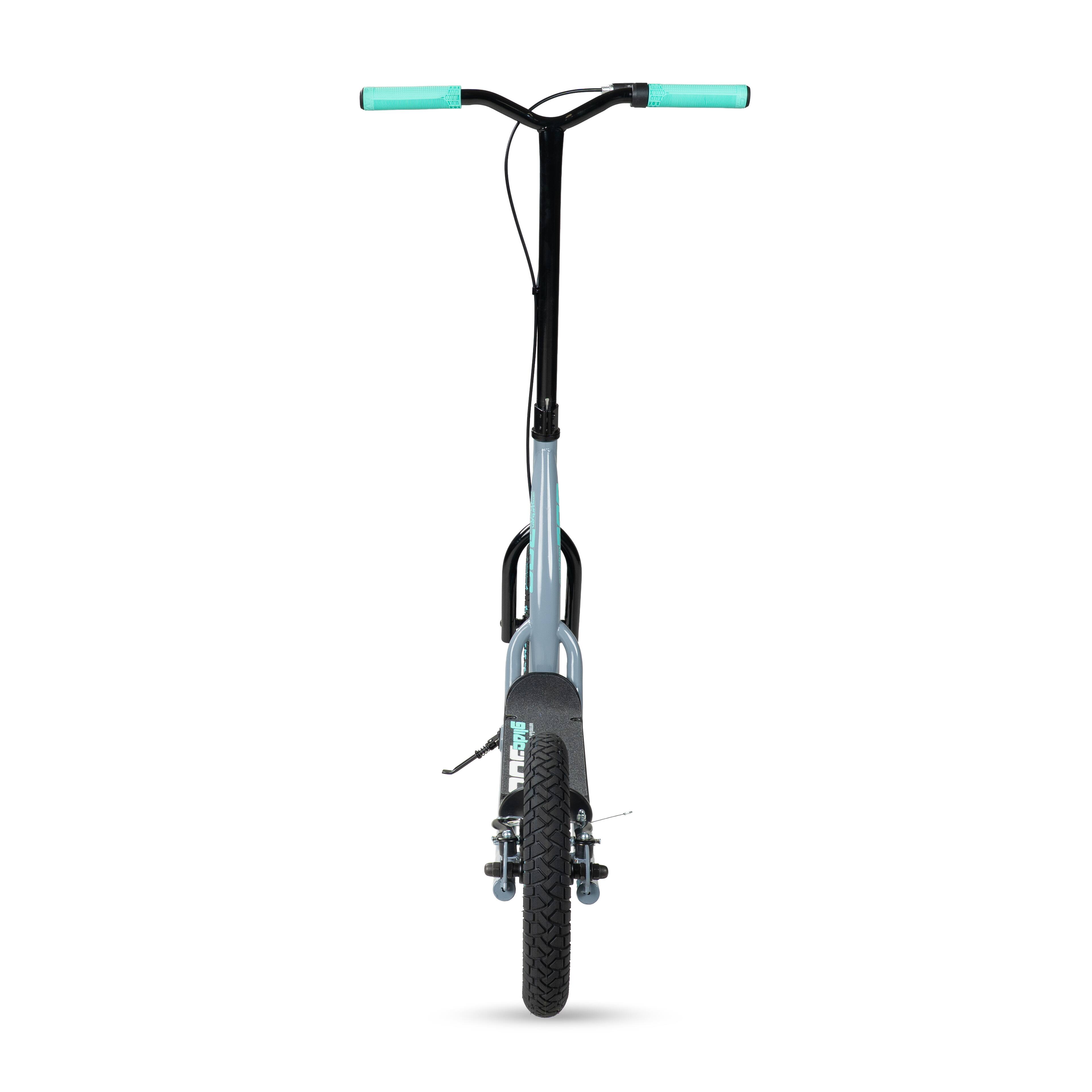 Back. Madd Gear - Large Kick Scooter for Adults & Teens – 12" Air Tires, 300lbs Capacity, Wide Deck – Madd Gear Metro Urban Glide 300 - GREY/TEAL.