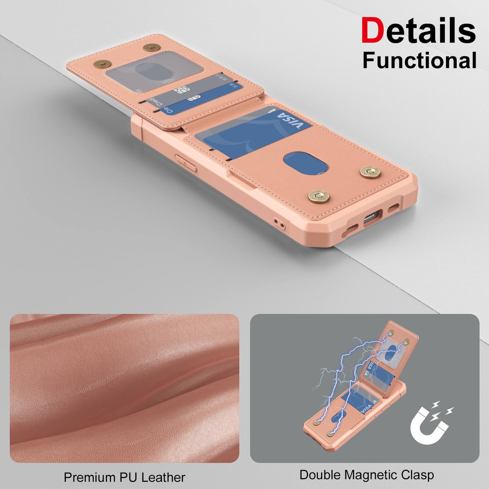 G8 PAO  
# A 1 VISA  
Details Functional  
Premium PU Leather  
Double Magnetic Clasp