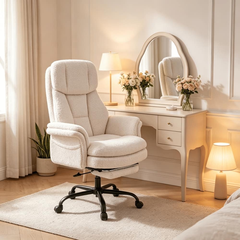 Loheer - Big and Tall Office Chair Ergonomic Executive Chair with Footrest 500 lbs - White