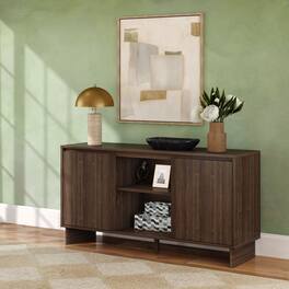Plank+Beam - Modern TV Stand/Sideboard, 2 Door w/ Middle Shelf (1499 x 406 x 762mm / 59 x 16 x 30in) - Walnut