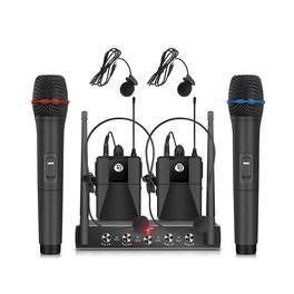 HM 1810 - Debra Audio Uhf Wireless Mic System Pro Metal Receiver Handheld lavalier headset Mics For Karaoke Church Ev - with 2 Handheld & 2 Bodypack (B)