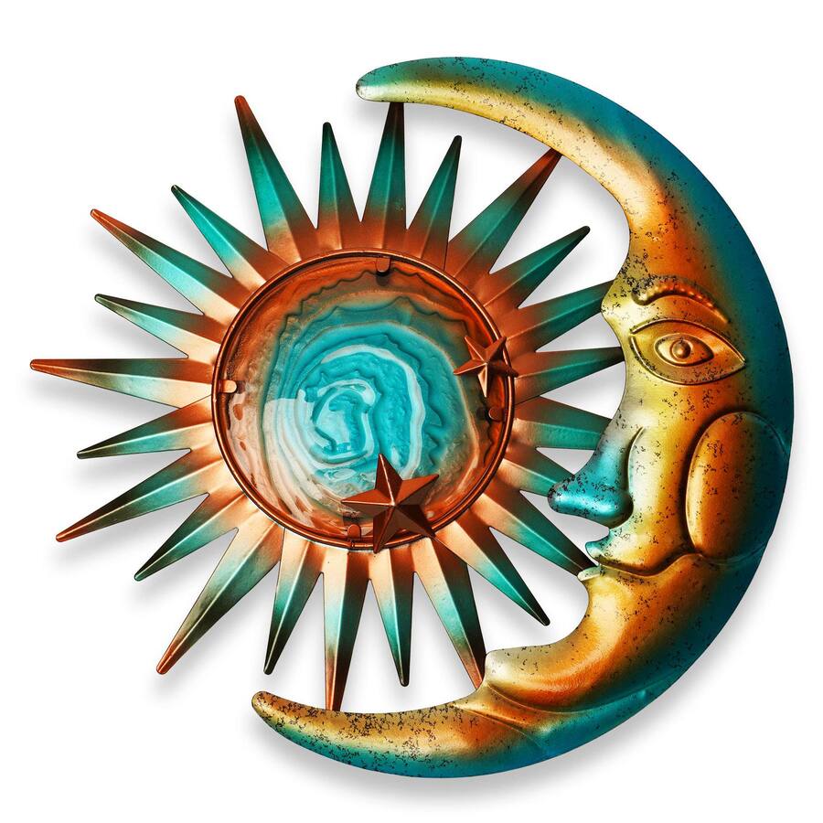 Texture Tile Rusted Metal G128 Sun and Moon Metal Wall Art 12x12 Sun & 12x8 Moon Indoor Outdoor ...