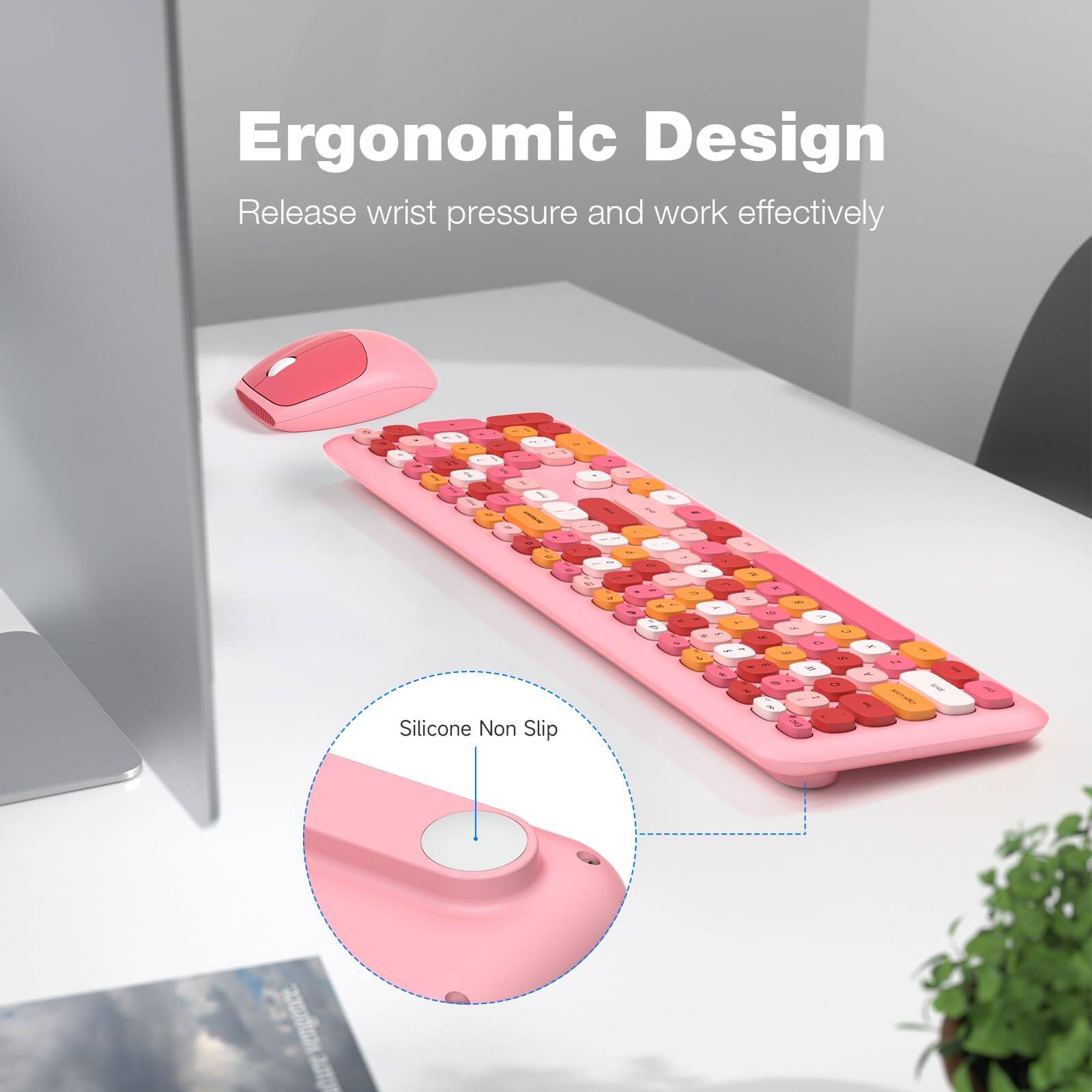Ergonomic Design  
Release wrist pressure and work effectively  

Silicone Non Slip