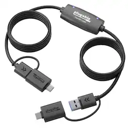Plugable - USB 3.0 Transfer Cable, Transfer Data Between 2 Windows PC's, Bravura Easy Computer Sync Software Included - Black