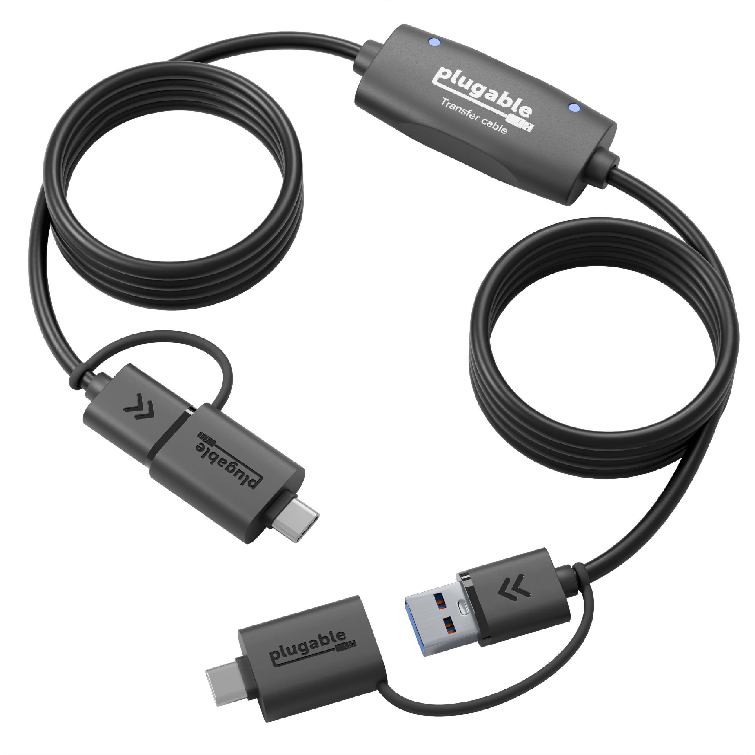 Plugable - USB 3.0 Transfer Cable, Transfer Data Between 2 Windows PC's, Bravura Easy Computer Sync Software Included - Black