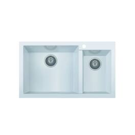 Alfi - 34" Double Bowl Drop In Granite Composite Kitchen Sink - White