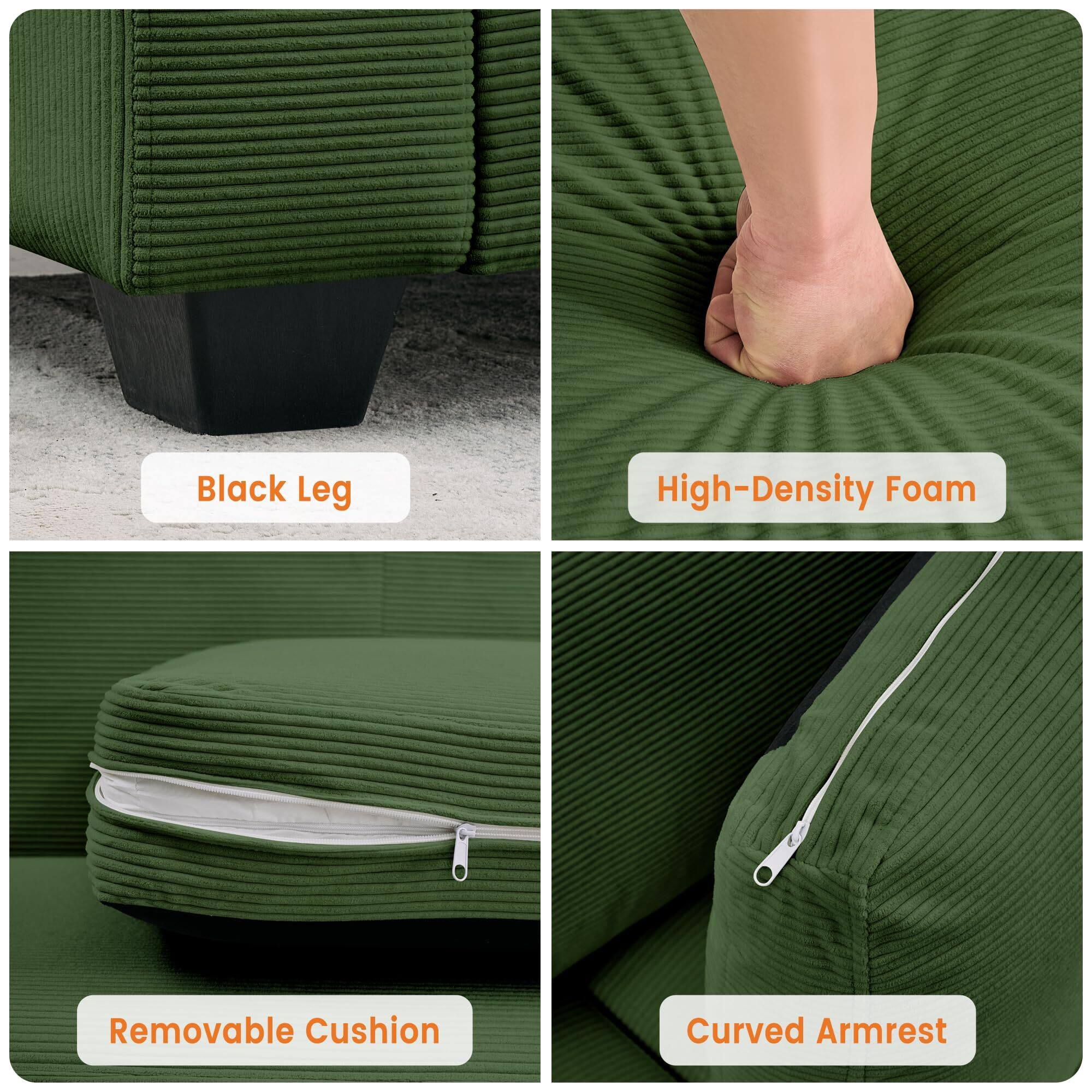 - Black Leg
- High-Density Foam
- Removable Cushion
- Curved Armrest