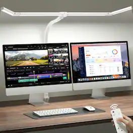 FINEAK - Adjustable 42" Architect LED Desk Lamp with Clamp & Remote - White