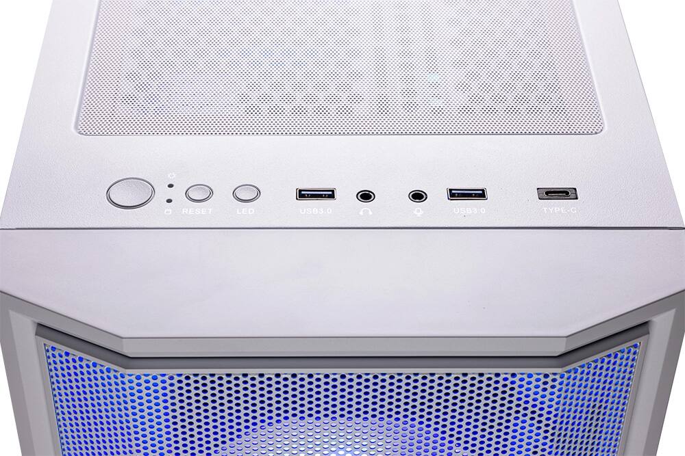 The text on the image reads: "USB 3.0, USB 3.0, Type-C, Reset, LED."