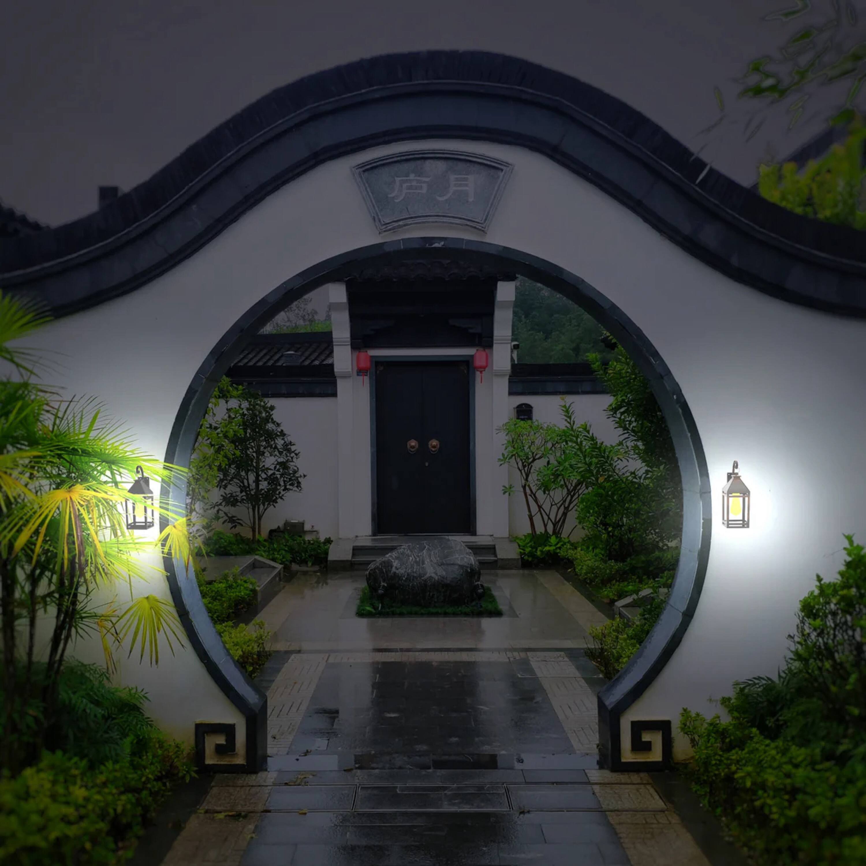 Alt View 4. Techko Maid - Solar Outdoor LED Hanging Coach Light Sconce with Hanger - Dual Lighting Modes - Black.