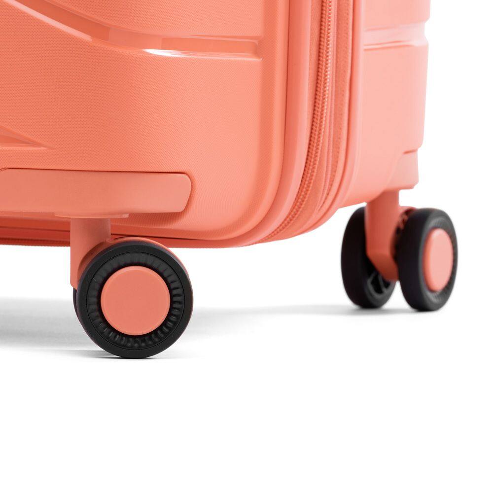 Back. Atlantic - Atlantic Convertible Medium to Large Checked Expandable Hardside Spinner - Coral Orange.