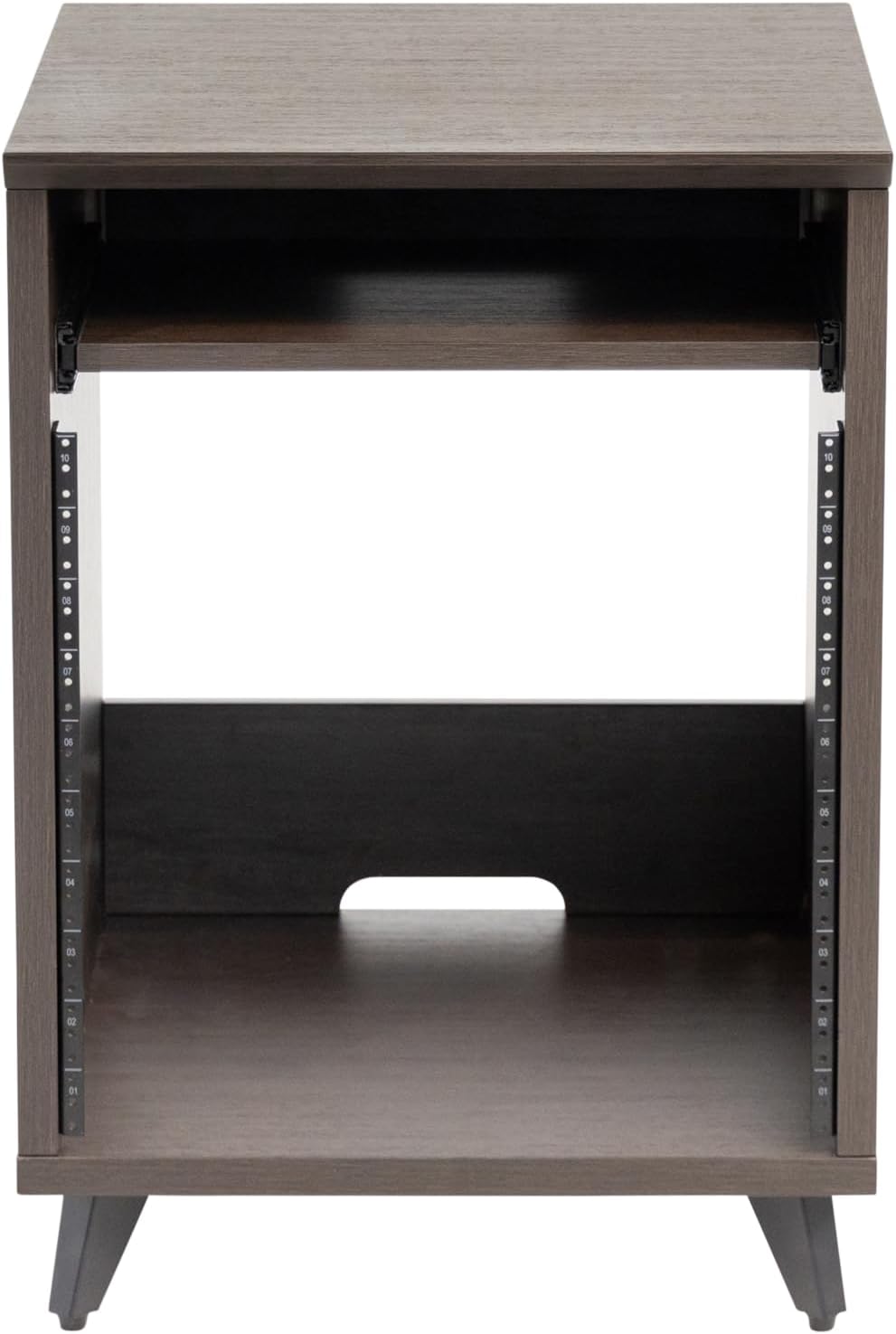 Alt View 1. Gator Frameworks - Elite Furniture Series 10U Studio Rack Table in Dark Walnut with Slide-Out Tray - Dark Walnut Finish.