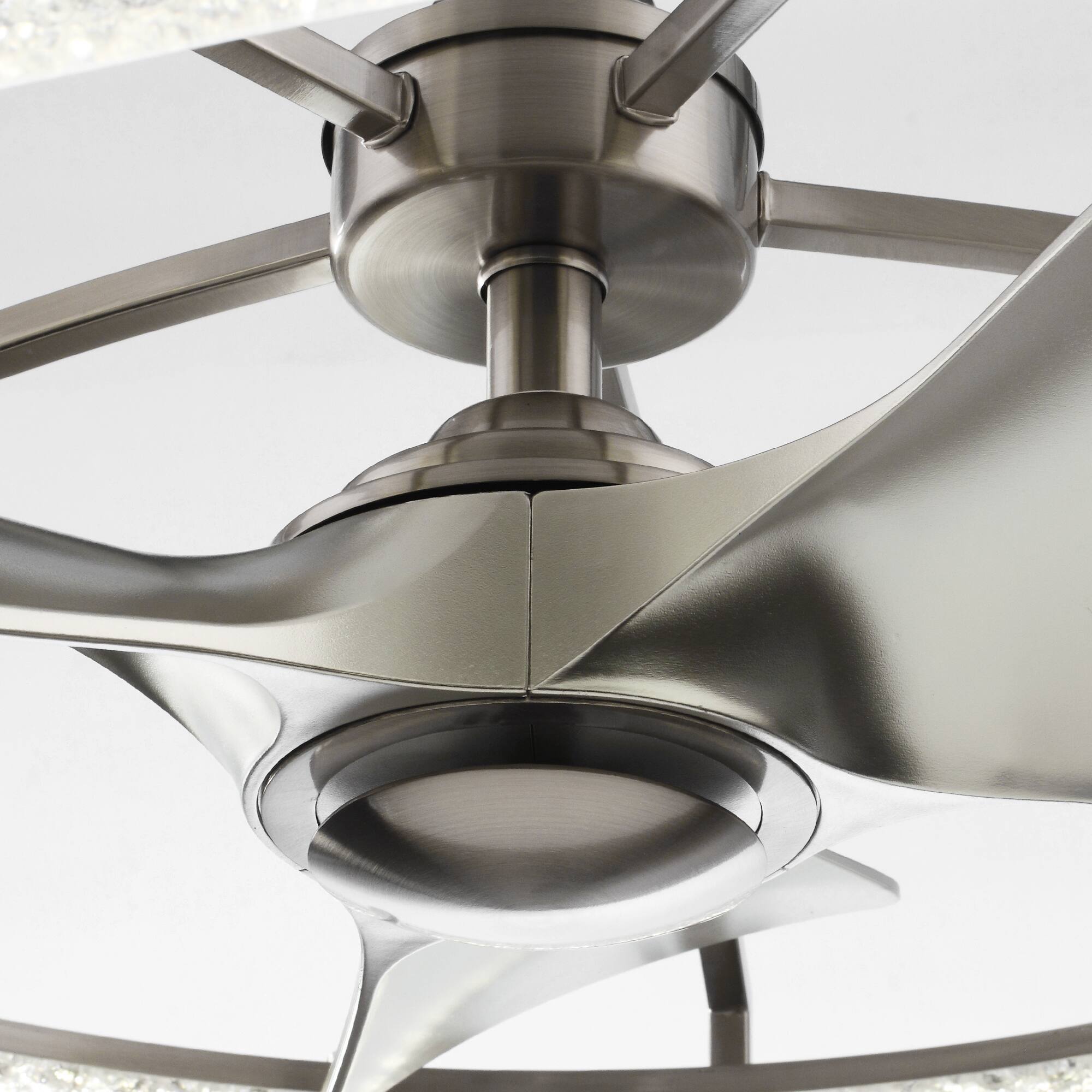 Alt View 6. Perimost - 33" Modern Sand Nickel Cage LED Ceiling Fan Chandelier with Remote and DC Reversible Motor - Sand Nickel.