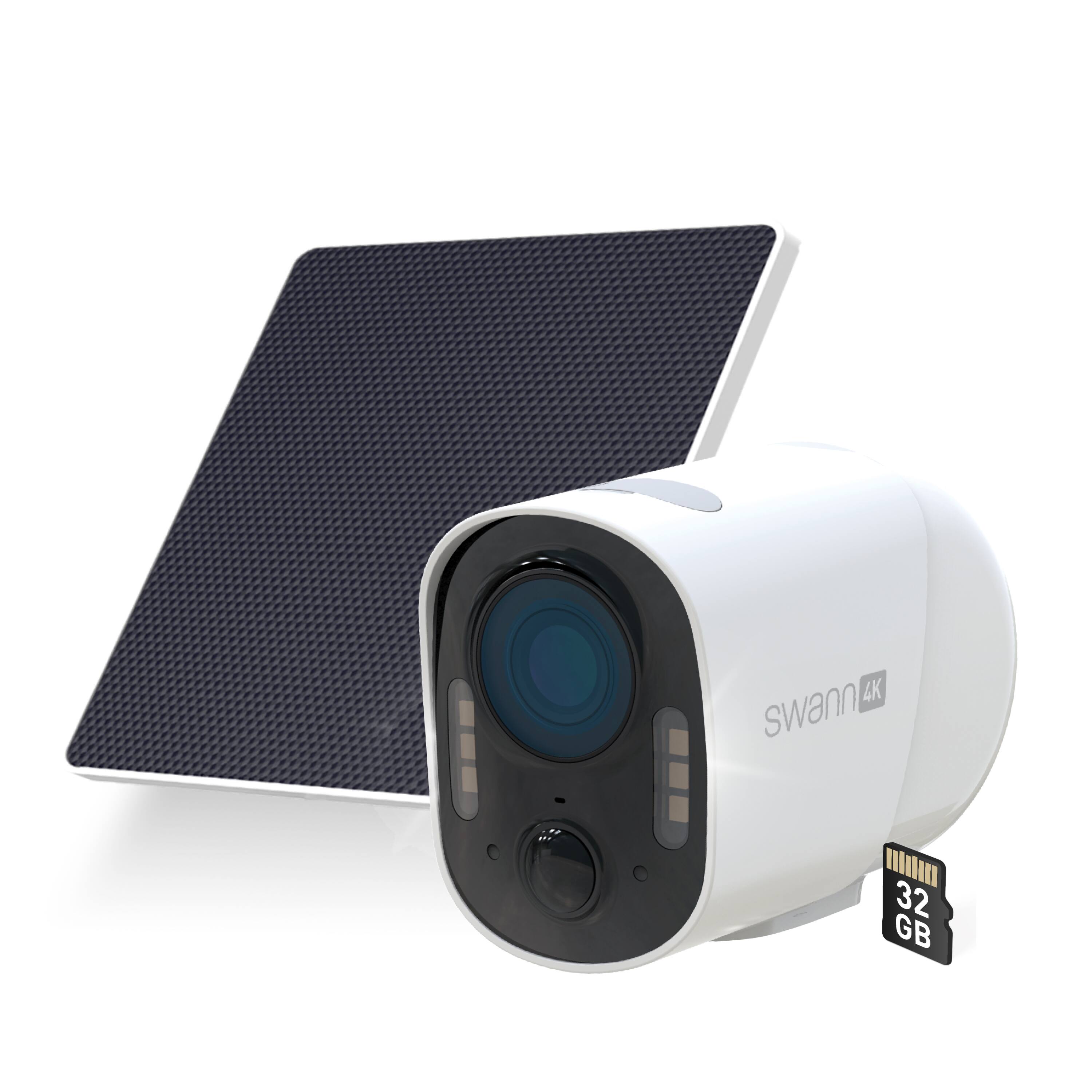 Swann - Xtreem 4K Eco Security Camera, Solar, Motion Detect, Color Night Vision, Two-Way Audio, Weatherproof, 32GB MicroSD - White