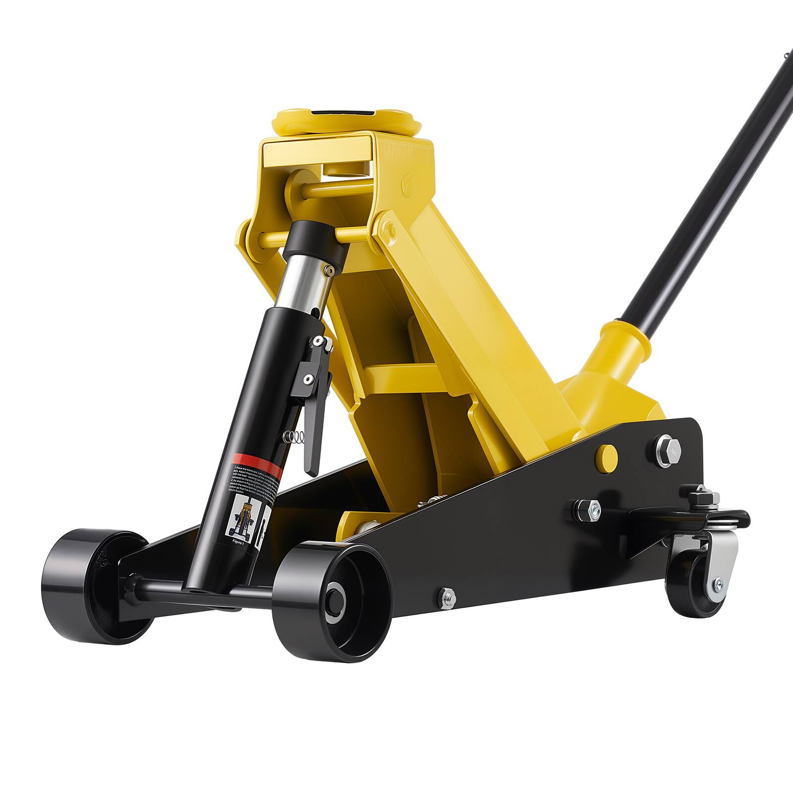 Alt View 5. VEVOR - Low Profile Floor Jack, 3 Ton (6614 lbs) Capacity, Steel Racing Floor Jack with Single Piston Quick Lift Pump, Hydraulic - Black;Yellow.