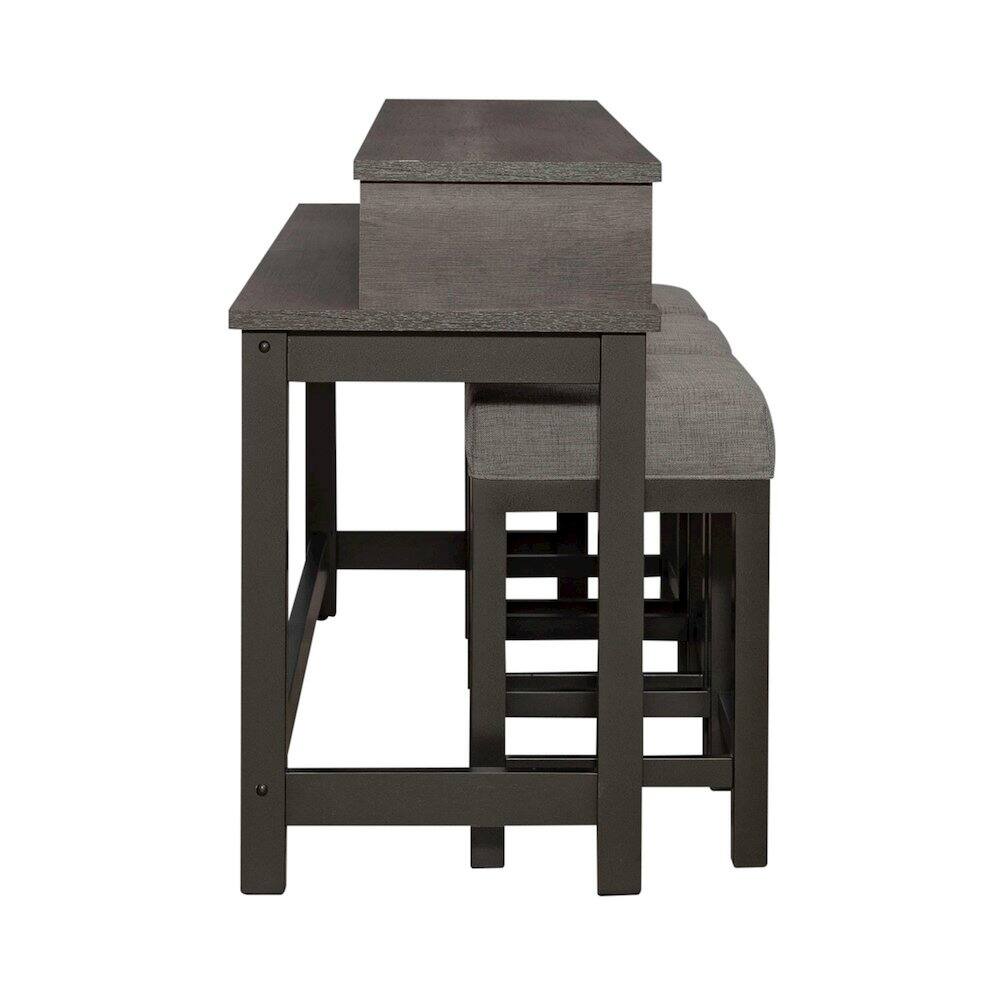 Angle. Liberty Furniture Industries - 4 Pc Console Table Set with 3 Stools - AC USB Charging Station - Graystone - Graystone.