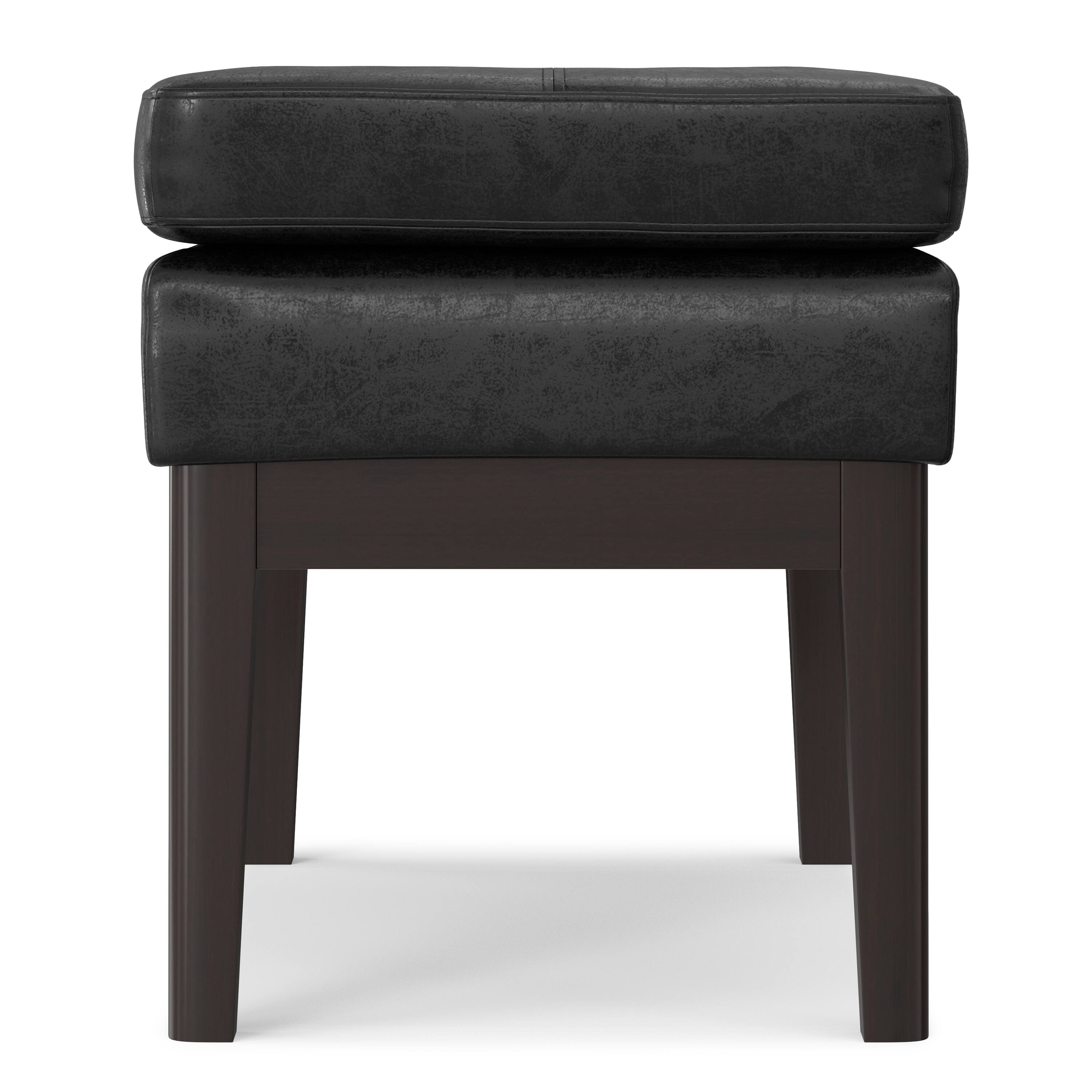 Alt View 1. Simpli Home - Carlson Small Ottoman Bench in Distressed Black - Distressed Black.