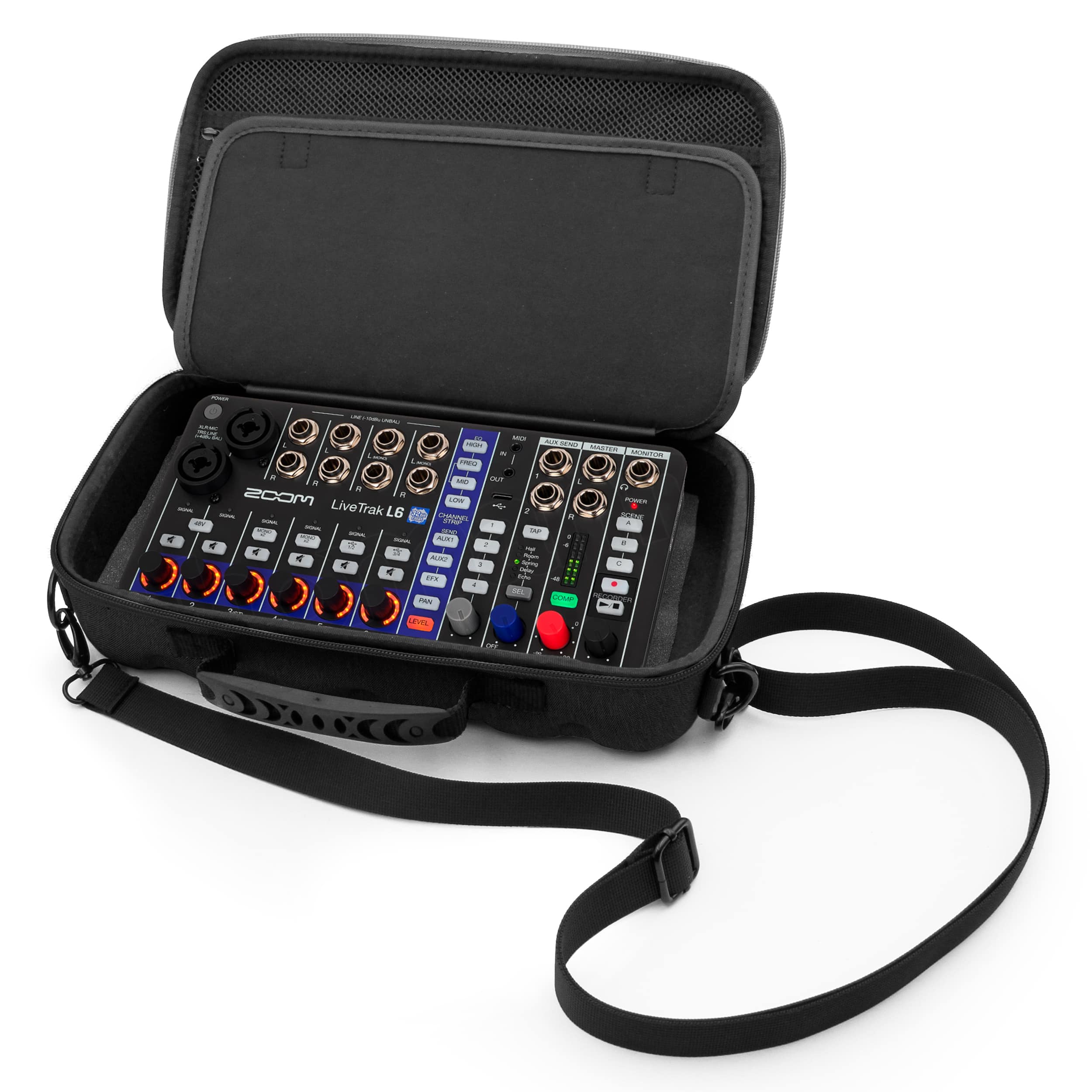 CASEMATIX - Travel Case for Zoom LiveTrak L-6 Digital Mixer and Recorder – Protective Carry Bag with Shoulder Strap