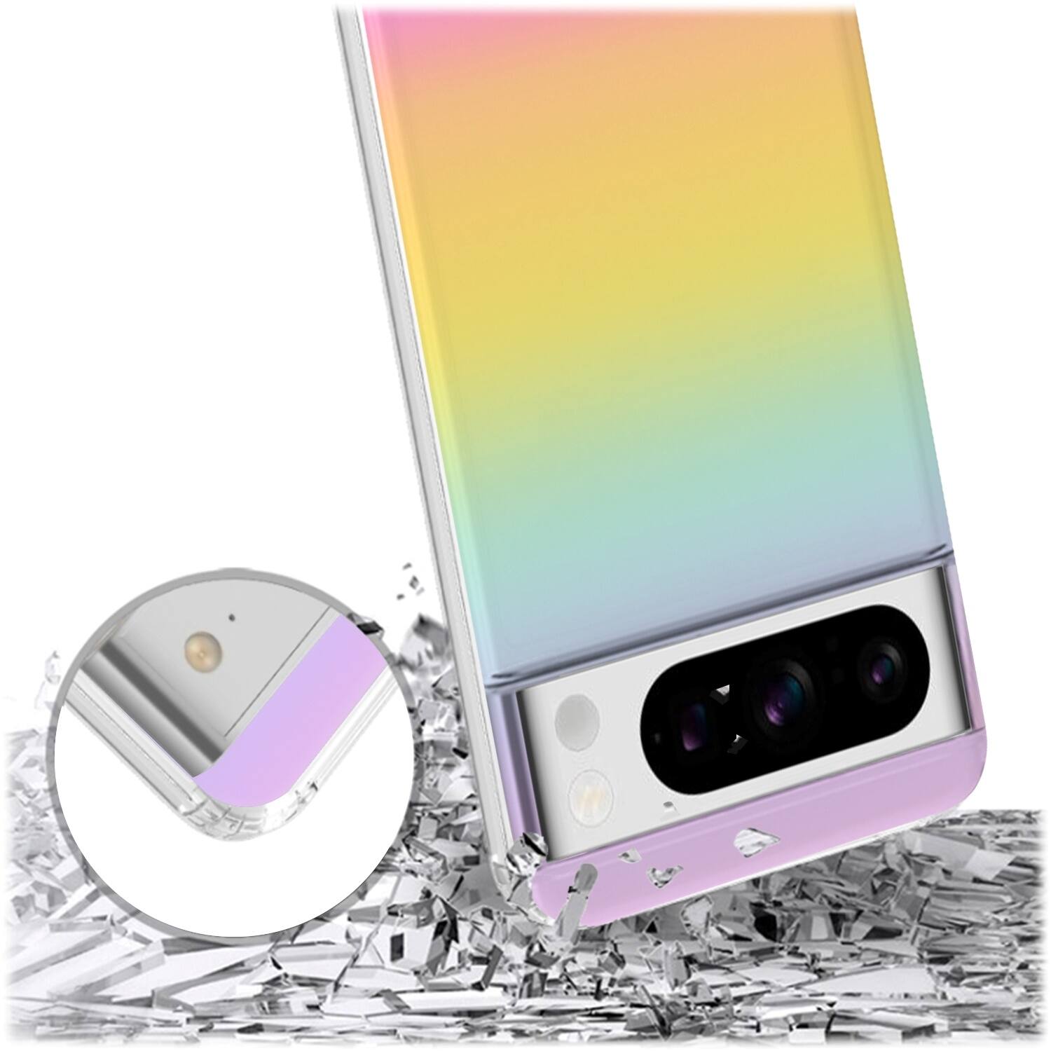 Alt View 13. SaharaCase - Hybrid-Flex Hard Shell Series Case for Google Pixel 8 Pro - Transparent Gradient.