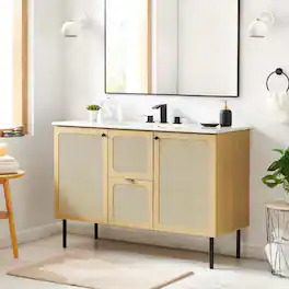 Chaucer 48" Bathroom Vanity with White Basin Included by Modway - Oak White