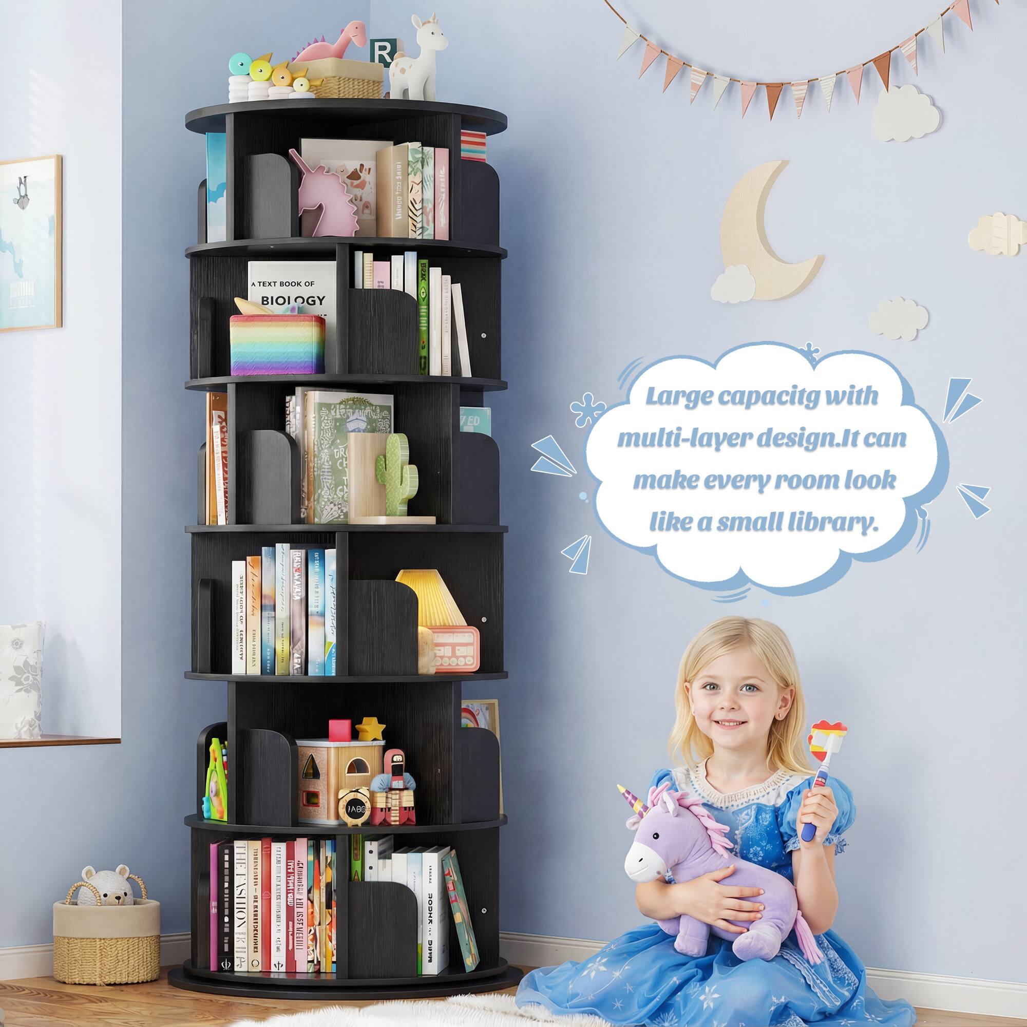 Large capacity with multi-layer design. It can make every room look like a small library.