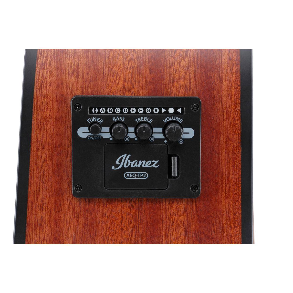 A TUNER B C D E F G # TREBLE VOLUME ON/OFF. Ibanez AEQ-TP2