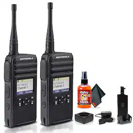 Motorola Solutions - Motorola DTR700 900 MHz Digital 2-Way Radio (50 Channels) (2-Pack) with Cleaning Bundle - Black
